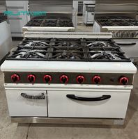 Cuisinière à quatre brûleurs en acier inoxydable Ruitai avec four, mode d'économie d'énergie au gaz commercial, facile à nettoyer, double combustible