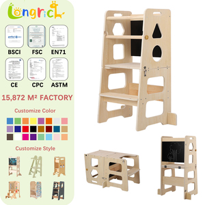 Tùy chỉnh bằng gỗ Toddler đứng trẻ em học tập tháp an toàn nhà bếp Helper Montessori bước phân cho Toddler tháp - Product Image 1