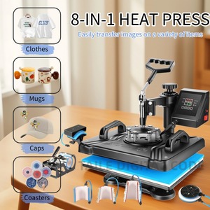 Promotion Exceptionnelle : Machine de Sublimation Combo 8 en <span class=keywords><strong>1</strong></span> Haut Classement, Presse à Chaud Plate 25x30 cm pour T-Shirts, Assiettes, Mugs, Vêtements et Chapeaux - Product Image 3