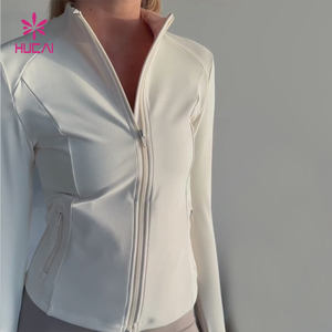 HUCAI özel naylon hafif heykel tam Zip hızlı kuru Skiny açık egzersiz spor kadın koşu Yoga ceketi - Product Image 3