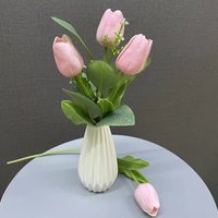Grosir bunga hias lainnya harga rendah pabrik bunga sutra tulip buatan kustom sentuhan nyata untuk dekorasi meja rumah