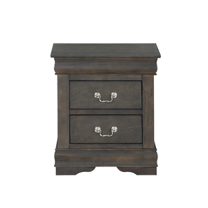 Solid Pine Nightstand With 2 <b>Drawers</b> Dark Gray <b>Storage</b> <b>Drawer</b> Unit Bedroom Furniture - Product Image 3