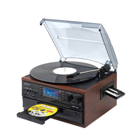 Enregistreur à double cassette lecteur haut de gamme dj plateau tournant vertical tocadiscos 3 vitesses disque vinyle sous-verres lecteur avec cassette cd