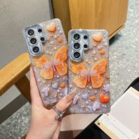 Étui de téléphone luxueux avec diamants étincelants en forme de cœur et de papillon, compatible avec Samsung S26 Ultra, ensemble complet pour S25/24 Plus