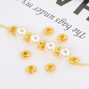 18K Gold Plated <b>Copper</b> Pineapple Knot Bead Spacer Round Loose Beads For <b>Bracelet</b> Making Jewelry Accessories - Product Image 1
