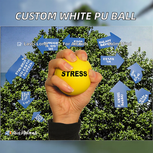 ลูกบอลบีบคลายเครียดโฟม PU ทรงกลมสีขาว พิมพ์โลโก้ได้ - ของเล่นส่งเสริมการขาย - Product Image 2