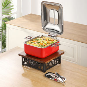 XINGPAI - Suministros para Restaurantes y Hoteles, Recipiente <span class=keywords><strong>Rectangular</strong></span> de Acero Inoxidable de 5L para Calentar Alimentos, Juego de Buffet - Product Image 1