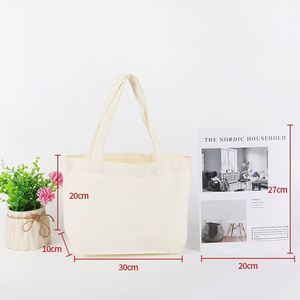 Bolsas de Compras Reutilizables con Logotipo Personalizado al por Mayor, Bolsa de Lona de Algodón Blanca Lisa para Uso Doméstico, OEM Disponible - Product Image 4