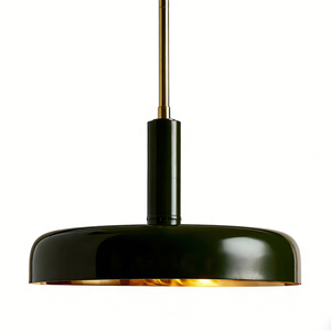 Lampada a Sospensione LED Industriale Mid-century, Stile Americano Moderno Retrò, Verde Scuro Circolare, per Sala da Pranzo - Product Image 1