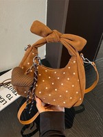 Nouveau Sac Tendance Automne 2026 Style Coréen Japonais Rétro Mignon avec Charme en Peluche, Nœud et Pois, Haute Qualité, Personnalisé, de Niche, pour Rendez-vous