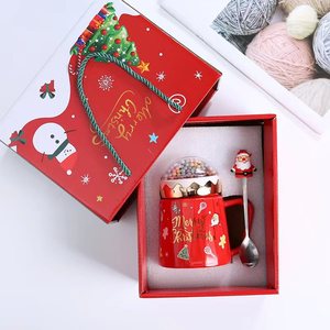Conjunto de Caixa de Presente de Natal, Caneca de Cerâmica de Grande Capacidade com Tampa e Colher, Caneca para a Véspera de Natal, Souvenir - Product Image 5