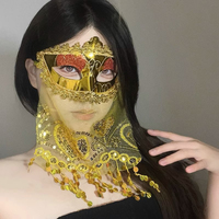 Masque de mascarade en voile de forme personnalisée, masque demi-visage découpé avec logo, vente en gros, pour festival, merchandising de fans, accessoire de scène, en vrac