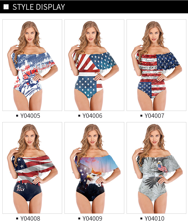 2021 Women Ruffled Single Collar Swimwear Girls One Piece Beachwear S-XL Y04007