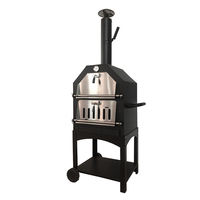 Vente en gros chariot double porte charbon de bois 3 en 1 BBQ grill sans fumée four à pizza au feu de bois commercial pour l'extérieur