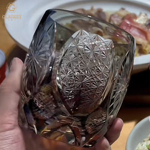 Tasse à eau japonaise Edo Kiriko Whiskey Grey Crystal Glass Flash Locke Cup Tasse à eau japonaise en verre à vin faite à la main - Product Image 2