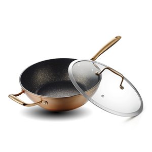 Sartén Antiadherente <span class=keywords><strong>de</strong></span> Aluminio para Inducción, Personalizable <span class=keywords><strong>de</strong></span> Fábrica, Saludable y Segura, Sartén Wok Plana, Gruesa y Duradera - Product Image 3