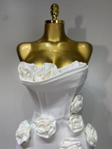 Abito Aderente da Donna Senza Spalline con <span class=keywords><strong>Fiori</strong></span> Bianchi Elegante Sexy Moda Casual Streetwear <span class=keywords><strong>per</strong></span> Club e Feste di Compleanno - Product Image 4