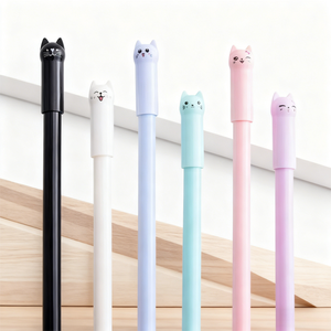 Pena netral plastik kucing kartun dengan logo pena Gel lucu grosir gaya menulis 0.5mm cocok untuk iklan perusahaan - Product Image 3