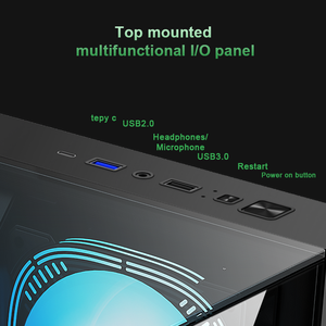 Boîtier ATX Mid Tower avec USB Type-C frontal, prend en charge les GPU de 400 mm de long, refroidisseur CPU de 165 mm, montage vertical, châssis <span class=keywords><strong>PC</strong></span> en verre trempé - Product Image 6
