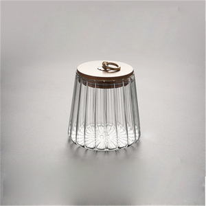 <b>Small</b> Glass Coffee Tea Canister Airtight Storage Jar Petal Decorative <b>Container</b> with Bamboo Lid Metal Handle Easy to Grasp - Product Image 4
