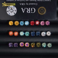 Boucles d'oreilles clous en moissanite multicolore rose, argent 925, certificat GRA, 0,5 ct, 1 ct, classiques, vente en gros