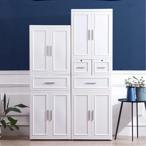 خزانة ملابس كبيرة جدًا متعددة الطبقات ببابين من البلاستيك بعرض 58 سم مع أدراج تخزين - Product Image 1