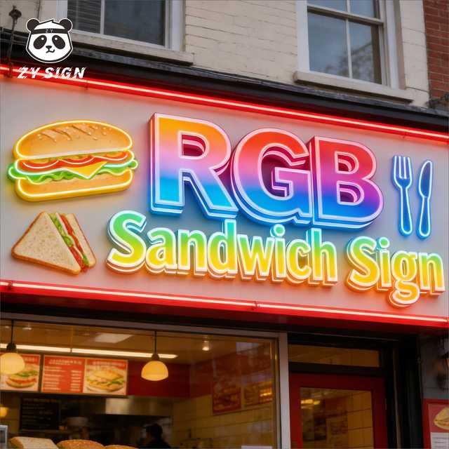 Custom RGB Programmable LED Neon Sandwich Board Signs Outdoor Illuminated Lighted Letter Logo Business Name Signage Car Home Use