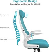 Chaise de bureau confortable bleue de nouveau style avec support lombaire réglable, chaise d'ordinateur ergonomique en maille à dossier haut