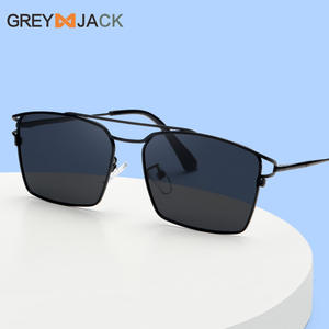 Lunettes de soleil rectangulaires Greyjack unisexes, monture métallique complète, verres TAC, protection UV400 - Product Image 1