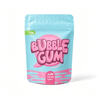 Sachets Mylar personnalisés avec logo, imprimés sur mesure, anti-odeur, refermables, 3,5g, holographiques violets, pour aliments pour bébés et chewing-gums