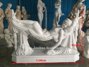 Estatua de Lady Godiva de Mármol Blanco de Tamaño Real, Escultura de Chica Sexy con Caballo - Product Image 5