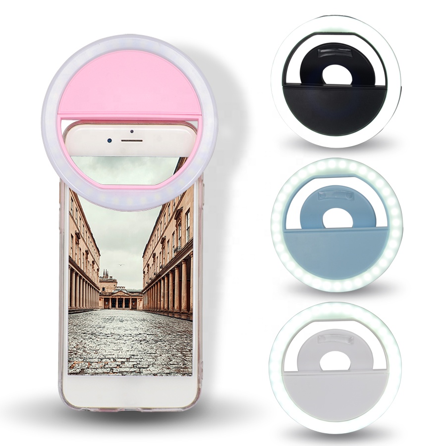 Маленькая регулируемая светодиодная Кольцевая вспышка для селфи для мобильного телефона