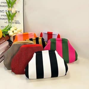 Nuevo Bolso Clutch de Gran Capacidad <span class=keywords><strong>para</strong></span> Mujer, Moderno, Tejido, de Dos Colores, con Rayas, de Poliéster, <span class=keywords><strong>para</strong></span> Cosméticos - Product Image 1