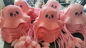 Trẻ Em Người Lớn Kích Thước Mùa Hè Bunny Tai Di Chuyển Vui Tai Thỏ Trẻ Em Rơm Mũ Trẻ Em Trẻ Em Xô Mũ Rơm - Product Image 3