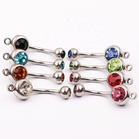 Anneau de nombril en acier inoxydable avec double boule de cristal, bijou de piercing corporel DIY, pendentif, barbell pour nombril
