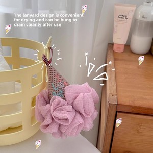 Balle de douche mignonne et moderne en forme de crème glacée, fleurs non-éclatées, taille agrandie, outil de gommage et de bain double usage pour hommes et femmes - Product Image 5