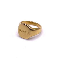 Positivité bijoux inspirants plus d'amour de soi, bague de déclaration gravée personnalisée, chevalière en acier inoxydable plaqué or 18k