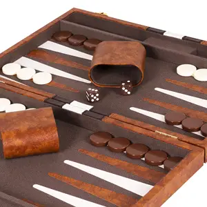 Backgammon Set Klassieke Kleine Bruin 11 Inch Backgammon Sets Voor Volwassenen Board Game Met Premium Leather Case