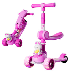 สกู๊ตเตอร์3 in <span class=keywords><strong>1</strong></span>พับได้สำหรับเด็กมีล้อไฟฉาย PU รูปสัตว์การ์ตูน - Product Image 2