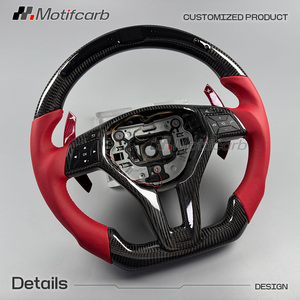 Volant en fibre de carbone personnalisé avec poignées rouges pour Mercedes-Benz C63 E63 GLA CLA AMG W204 W212 Classe C Classe E SL 2011-2015 - Product Image 3