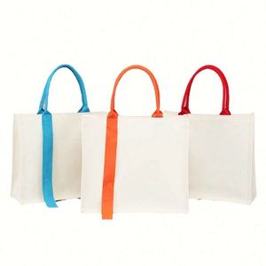Custom <b>Printed</b> Logo White Canvas Tote Bag with Pocket and Zipper Convenient Shopping Solution - Product Image 5