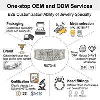 Maßgefertigter 18K Weißgold Mehrreihiger Prinzessinnen-Schliff Diamantring Breiter Ehering für Damen OEM MOQ 1