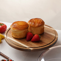 Support à gâteau cylindrique en bois d'acacia fait main avec couvercle en verre, plateau réglable en bois pour présentation alimentaire de mariage