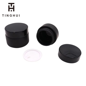 Contenants vides rechargeables 5ml 10g 30g 50g 100g, pots cosmétiques en verre noir givré UV pour crème, lotion, beurre corporel avec couvercles noirs - Product Image 4