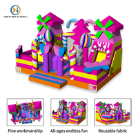 Vente en gros de videur gonflable rose pour fête d'anniversaire en plein air pour enfants Château sautant commercial Château sautant gonflable avec toboggans
