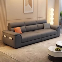 Canapé d'angle moderne et simple à trois places, inclinable, avec pieds en bois, housse anti-griffures pour chat amovible en tissu, rembourrage en éponge haute densité