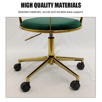 Fauteuil de Bar ou de Salon de Maquillage Pivotant de Luxe en Velours Réglable à 360° de Style Nordique avec Roues pour Cuisine et Salle à Manger