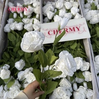 Bunga Lisianthus Putih Real Touch DC367, Bunga Tiruan Tangkai Tunggal Eustoma Buatan untuk Buket Pernikahan dan Rangkaian Bunga