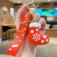 Série de Noël : Porte-clés en PVC de dessin animé, Pendentif de voiture, Porte-clés de sac, Pendentif d'arbre de Noël en forme de poupée 3D, Petit cadeau, Vente en gros