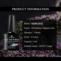Vernis Gel UV Œil de Chat MSRUIOO 8ML Multicolore Magnétique Soak-Off UV/LED Effet Caméléon Holographique pour Nail Art DIY Salon & Usage Domestique